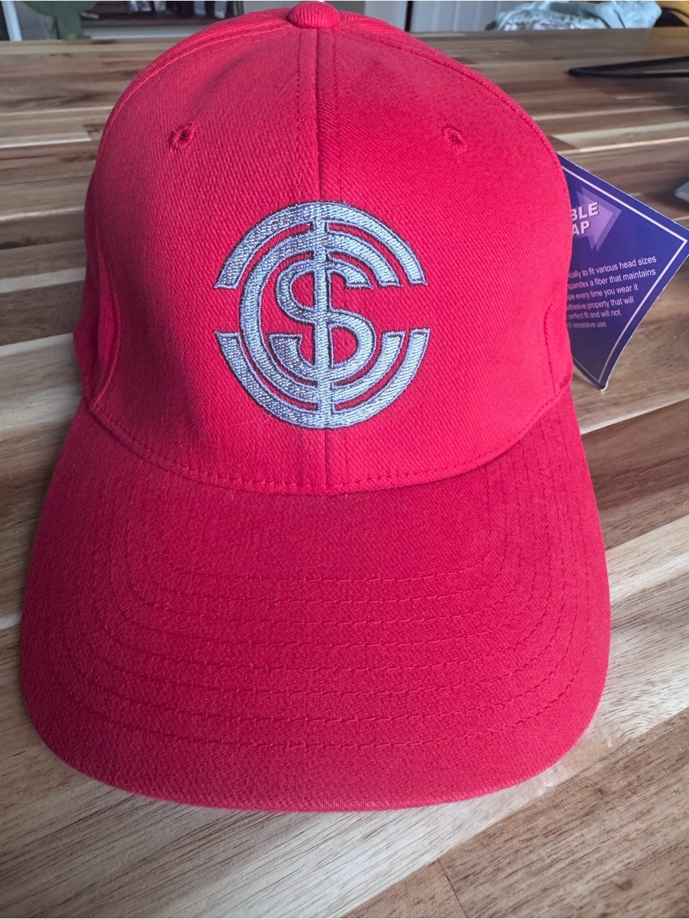 SCI Clothing Hat Red Flexfit L-XL Embroidered Logo Fitted Cap New With Tags